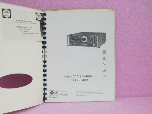 Exact Electronics Manual 251 Function Generator Instruction Manual w/Schem. 1964
