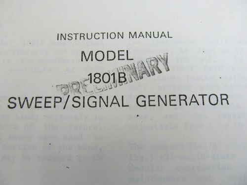 WAVETEK 1801B Sweep/Signal Generator Instruction Manual w/ Schematics (prelim)