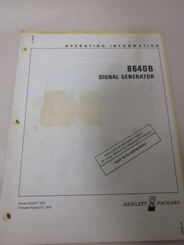 HEWLETT PACKARD SIGNAL GENERATOR 8640B OPERATING INFORMATION(A80,84,85,T2-42)