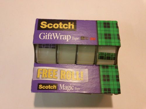 3M Scotch 3/4&#034; x 400&#034; 3 Rolls Gift Wrap tape 1 Roll Magic Tape NIB FREE SHIPPING