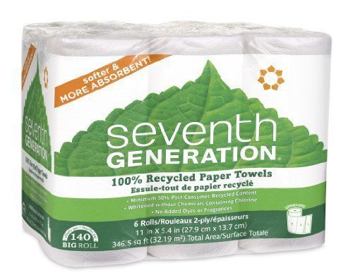Seventh Generation White Paper Towels  2-ply  140-sheet Rolls  6-Count (Pack of