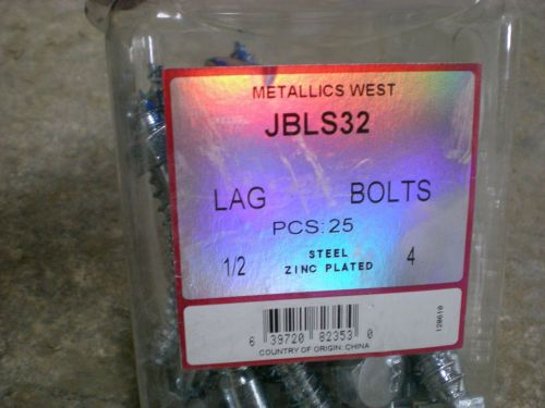 1/2 x 4&#034; lag bolt (25pcs) zinc for sale