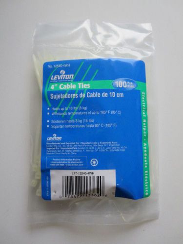 500 leviton 4&#034; cable zip ties 18lb nylon 12540-4wh clear for sale