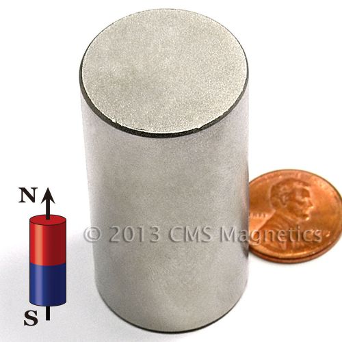N45 cylindrical neodymium magnet dia 1 x 2&#034; ndfeb rare earth magnet 20 pc for sale