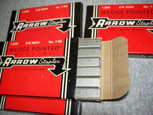 4 Boxes of Arrow T-50 Precision Made 3/8&#034; L. Staples 1,000 per box, New