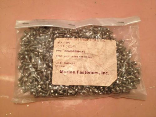 500 Marine Fasteners M4x10 PHIL PAN MS S/S New pack never opened