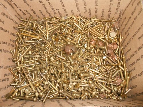 L1201- 15 + lbs of assorted vintage brass hardware- screws, nuts, bolts for sale