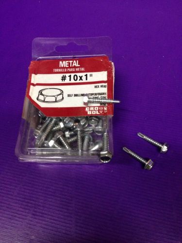 Crown bolt #10 x 1&#034; sheet metal slotted screw, hex head zinc plated, 50 pcs. for sale
