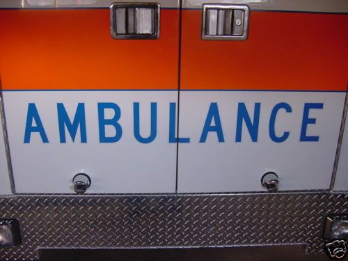 Ambulance Decal - 6&#034; Reflective - Blue w/ White border