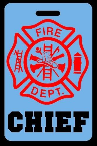 Sky-blue chief firefighter luggage/gear bag tag - free personalization-new for sale