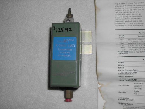 Johnson Controls P-5210-1003 Pneumatic Pressure Transmitter (0-200 PSI)