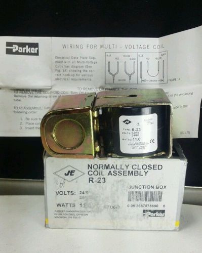 New Parker R-23 Normally Solenoid Closed Coil Junction Box 24V 50/60Hz 11W 0706D