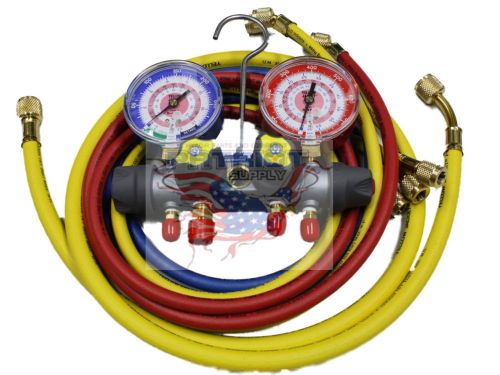 Yellow jacket 49965 titan™ 4-valve test and charging manifold bar/psi r410a - °f for sale