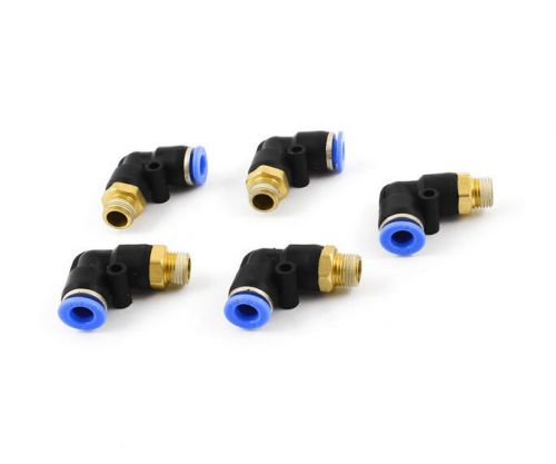 5pcs Pneumatic 6mm to 1/4&#034; PT Male Thread 90 Degree Elbow Pipe Quick Fittings