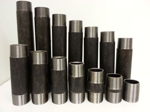 Complete set of 1&#034; seamless sch 40 carbon steel pipe nipples close thru 8&#034; long for sale