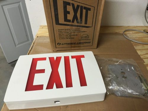 NEW Lithonia LESW1R 120/277 ELN White Edge Lit LED Exit Red Letters