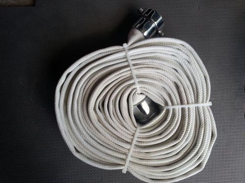 50 feet (nominal) new 1- 1/2&#034; single jacket fire hose. chrome plated fittings for sale