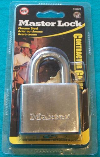 Master lock chrome steel contractor padlock - 3/8&#034; (10mm) shackle - model#532dpf for sale