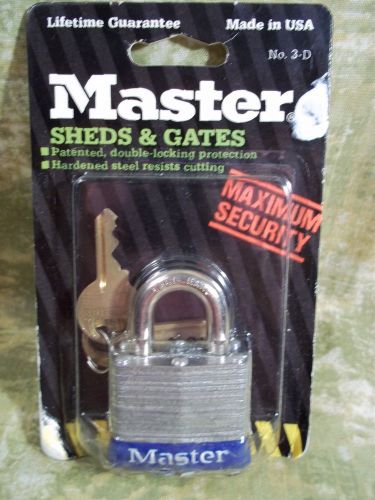 MASTER LOCK KEY 3D-SHEDS AND GATES-CASE HARDENED STEEL SHACKLE-MAXIMUM SECURITY