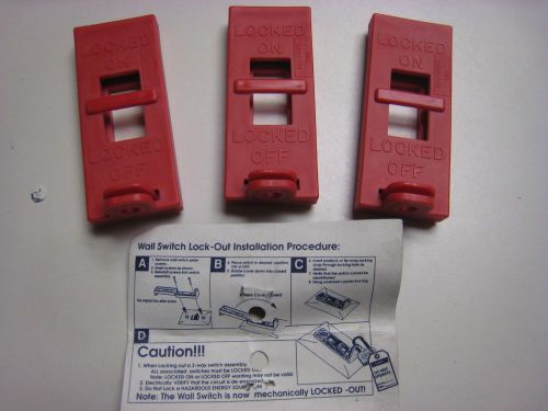 Pack of 3 Brady 65696 Red 3-1/2 x 1-7/16 x 1/4&#034; Wallswitch Lockout Devices NEW