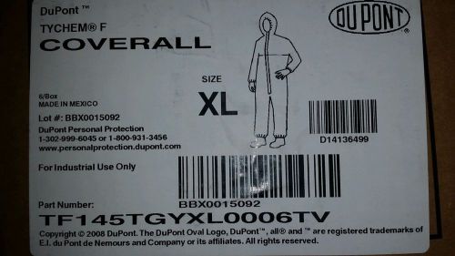 Sealed case of 6 suits. DuPont personal protection TYCHEM F Coveralls  Size XL