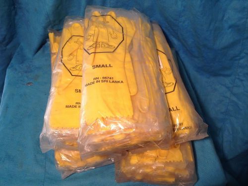 12 PAIRS SAFTEY ZONE FLOCK LINED LATEX YELLOW GLOVES GRFY-SM-1S SMALL 24322