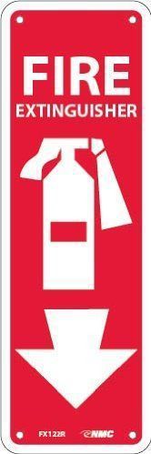 Fire sign &#034;fire extinguisher&#034; 4&#034; width 12&#034; height rigid plastic red on for sale