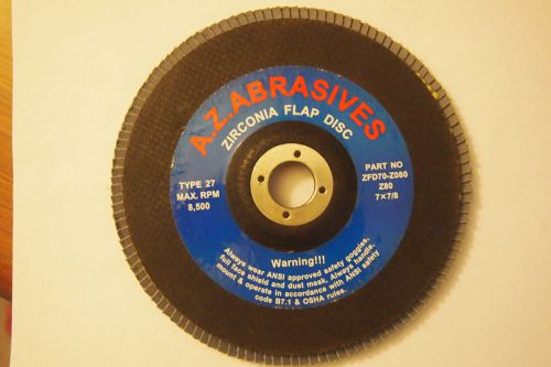 Az abrasives zfd70-z080 7&#034; x 7/8 flap disc 80 grit (5 - flap disc ) for sale