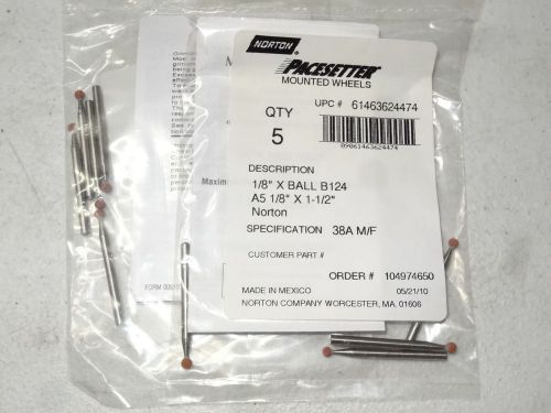 25 norton pacesetter 1/8&#034; x 1-1/2&#034; ball b124 a5 38a mounted point wheels 24474 for sale