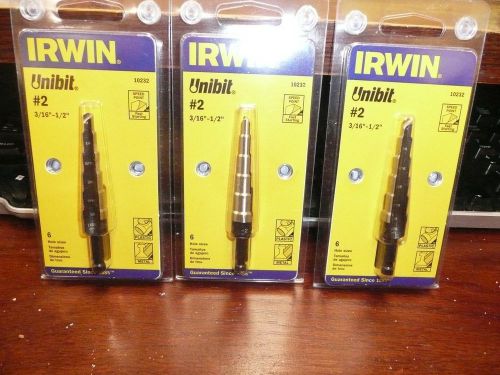 Irwin Unibit 2 Step Drill Bit 3/16-1/2&#034; Range 6 Hole Sizes USA Made