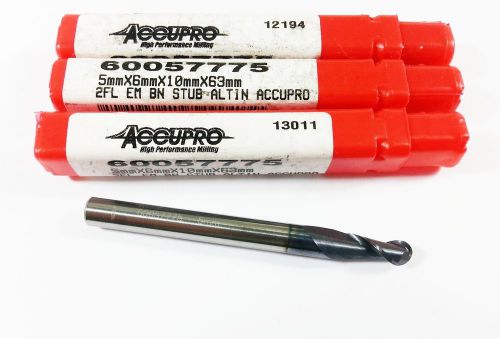 (Lot of 4) 5mm Accupro Carbide 2 Flute ALTiN Coated  Ball Nose End Mill (M238)
