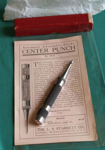 ORIGINAL VINTAGE LS STARRETT AUTOMATIC CENTER  PUNCH 18-A IN BOX  WITH  PAMPHLET
