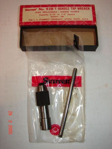 Starrett no. 93b t-handle tap wrench - 5/32&#034; to 1/4&#034; jaws replaceable sliding ha for sale