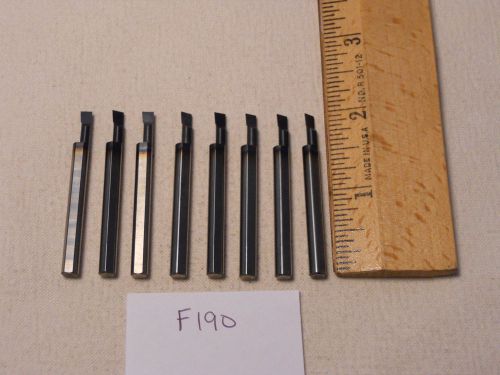 8 USED SOLID CARBIDE BORING BARS. 3/16&#034; SHANK. MICRO 100 STYLE. B-140400 (F190}