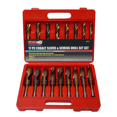 17pc industrial cobalt silver and deming drill bits set hss tools &amp; 1/2 shank for sale