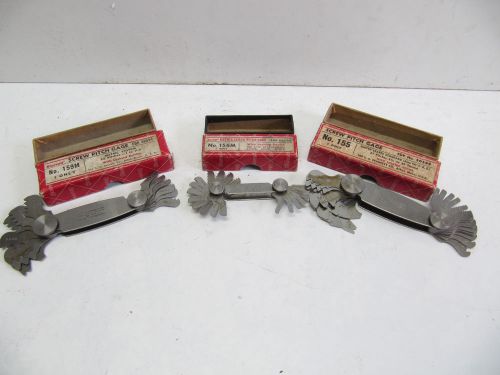 3 STARRETT SCREW PITCH GAGES, No.155 (STD), No.156M &amp; NO.159M IN ORIGINAL BOXES