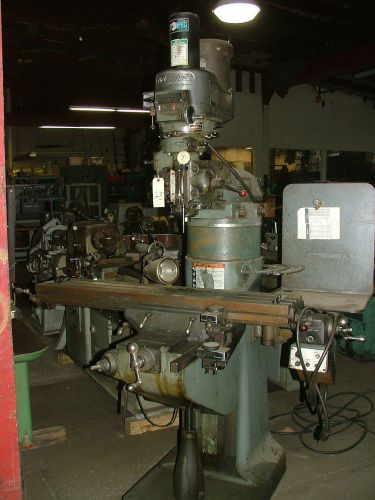 Bridgeport milling machine 48&#034; table w/ feed, r8 2hp vs head, kurt pd bar, riser for sale