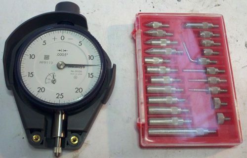 Mitutoyo 2922s .005 dial indicator with 22 piece tip set for sale