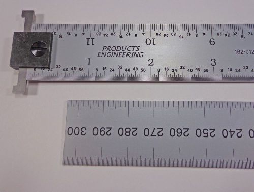 PEC USA 300 mm 12&#034; Hook Rule / Ruler Rigid Satin Machinist .5mm, mm, 1/32, 1/64
