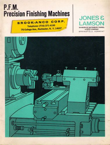Jones &amp; Lamson P.F.M. Precision Finishing Machines Catalog