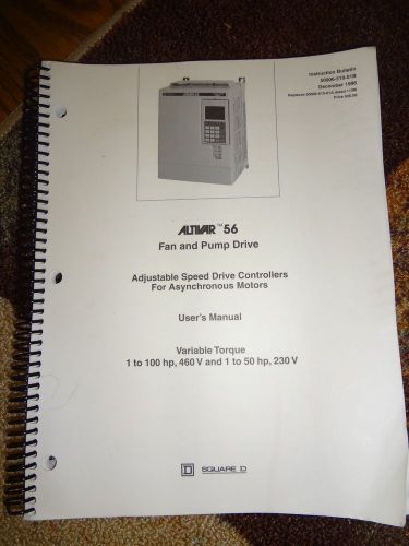 Altivar 56 fan and pump drive users manual asynchronous motors variable torque for sale
