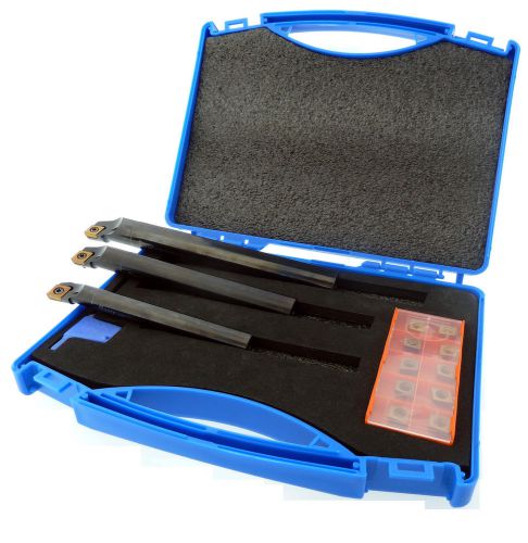 Glanze 3 pc. boring bar set with 10 carbide inserts coolant through for sale