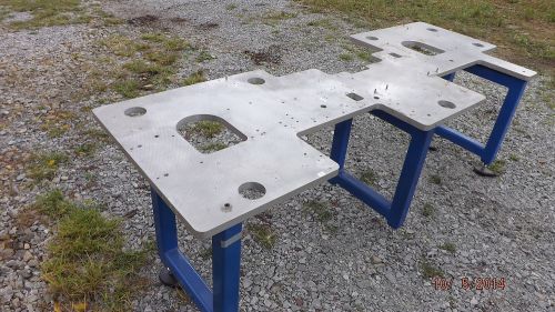 Welding table, long 91 in x 36in x 30in high, 1.0 in thick al top, steel legs for sale