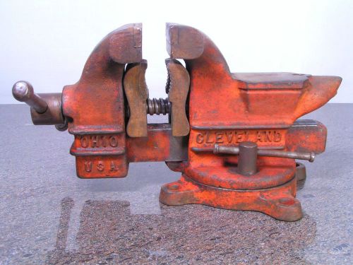 Vintage columbian usa bench swivel vise anvil 3 1/2&#034; 16.5 lbs c 43 1/2 cleveland for sale