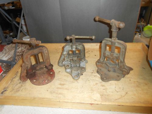 L1162- lot of antique vintage pipe vises- estate find - 1 ridgid 1 nye tool work for sale