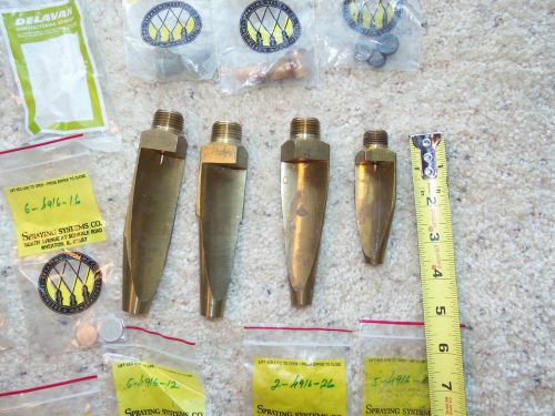 Four (4) spraying systems co. flatjet spray nozzles with metering plate inserts for sale