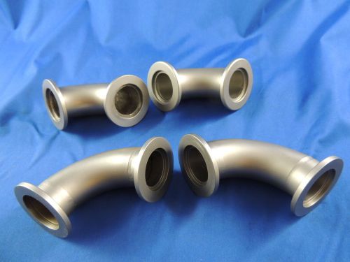 Lot 4 MDC High Vacuum Tubing Stainless 3/4&#034; Opening (2) 4&#034; (2) 3 1/2&#034; Elbows