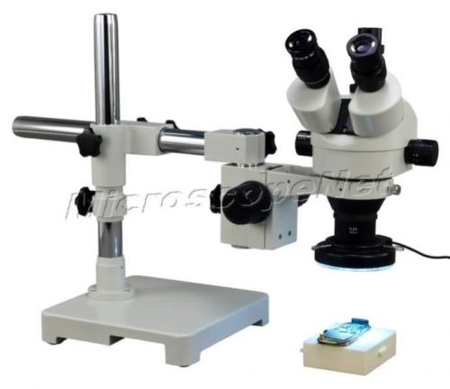 Boom zoom trinocular microscope 3.5-90x+144 led light for sale
