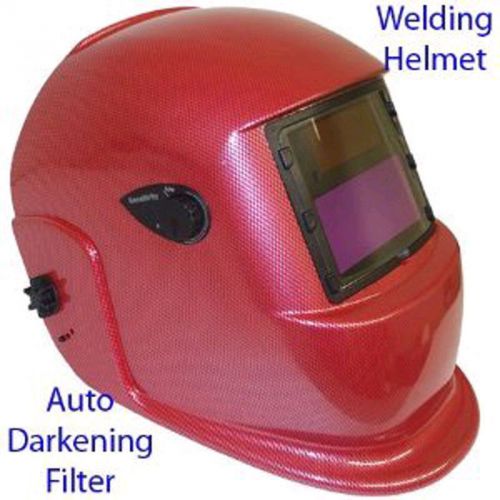 !RED New professional Solar Auto Darkening Welding Helmet hood Carbon Fiber RED