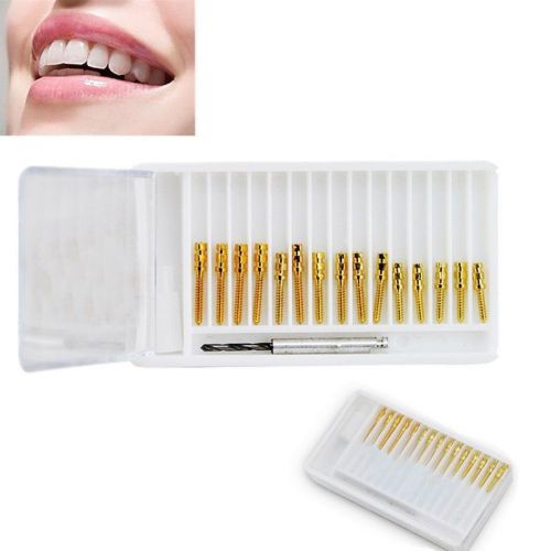 New 24K Gold Dental Screw Posts Drills Kits Refills Plated Tapered BM1.0 CE FDA